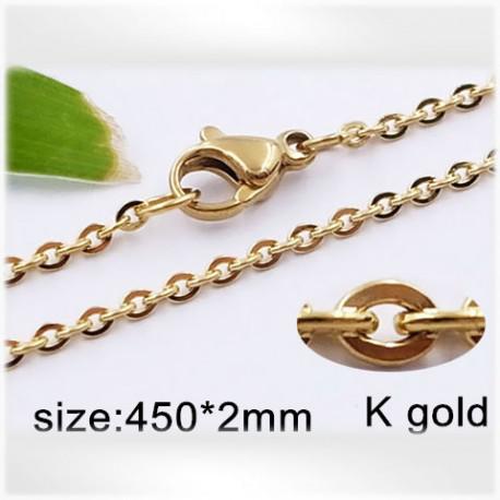 Ocelový náhrdelník - Hmotnost: 4.6g, 450x2mm, Zlatá PVD vrstva